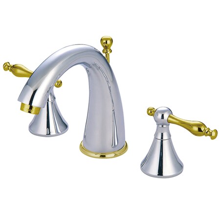 Kingston Brass 8" Widespread Bathroom Faucet, Chrome/Polished Brass KS2974NL